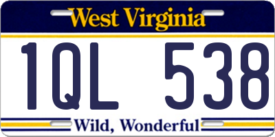 WV license plate 1QL538