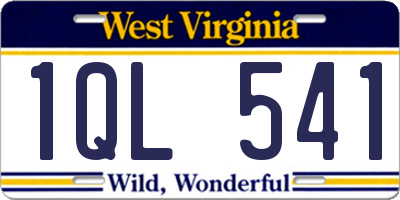 WV license plate 1QL541