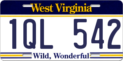 WV license plate 1QL542