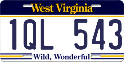 WV license plate 1QL543
