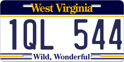 WV license plate 1QL544