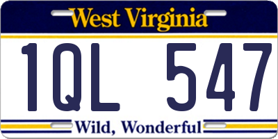 WV license plate 1QL547