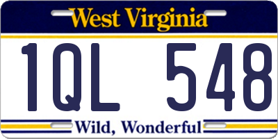 WV license plate 1QL548