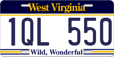 WV license plate 1QL550
