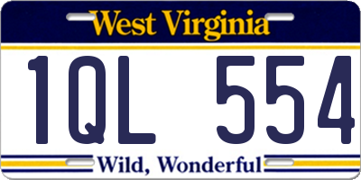 WV license plate 1QL554