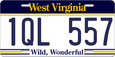 WV license plate 1QL557