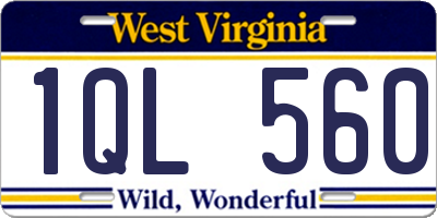 WV license plate 1QL560