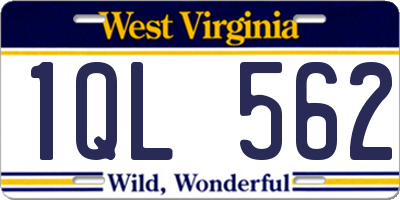 WV license plate 1QL562