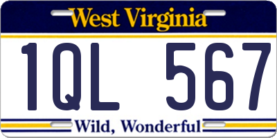 WV license plate 1QL567