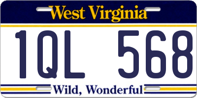WV license plate 1QL568