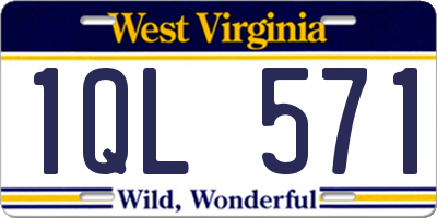WV license plate 1QL571
