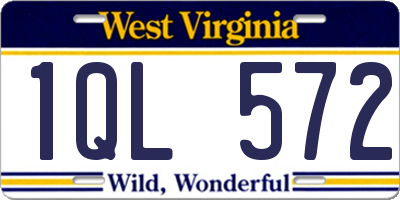 WV license plate 1QL572