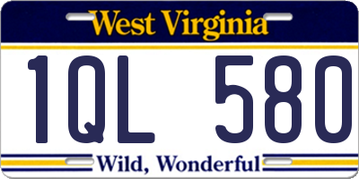 WV license plate 1QL580