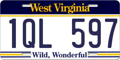 WV license plate 1QL597