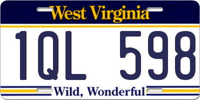 WV license plate 1QL598