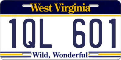 WV license plate 1QL601