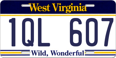 WV license plate 1QL607