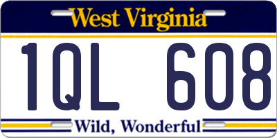WV license plate 1QL608