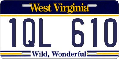 WV license plate 1QL610
