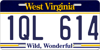 WV license plate 1QL614