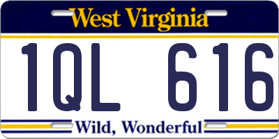 WV license plate 1QL616