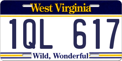 WV license plate 1QL617