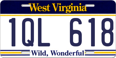WV license plate 1QL618