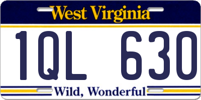 WV license plate 1QL630