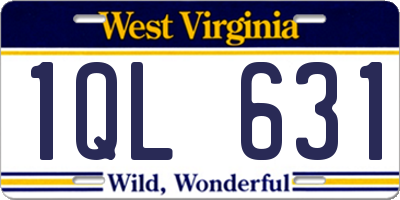 WV license plate 1QL631