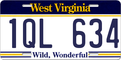 WV license plate 1QL634