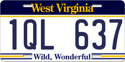 WV license plate 1QL637