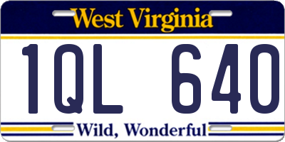 WV license plate 1QL640
