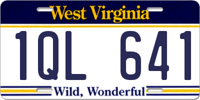WV license plate 1QL641