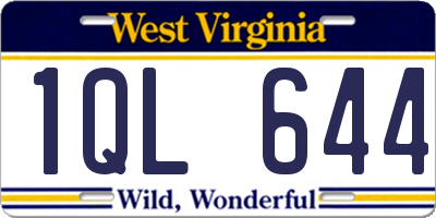 WV license plate 1QL644