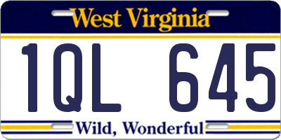 WV license plate 1QL645