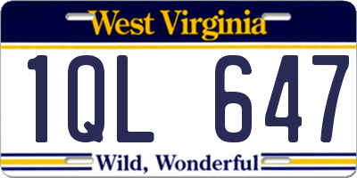 WV license plate 1QL647