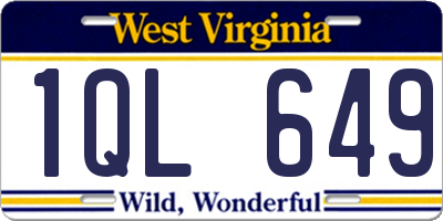 WV license plate 1QL649