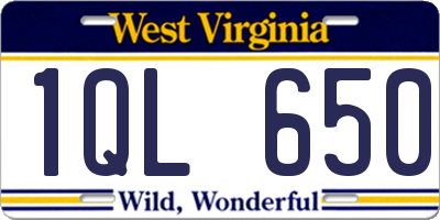WV license plate 1QL650