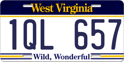 WV license plate 1QL657