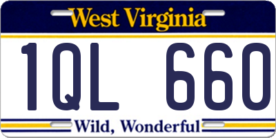 WV license plate 1QL660