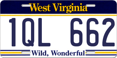 WV license plate 1QL662
