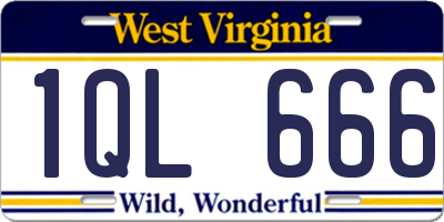 WV license plate 1QL666