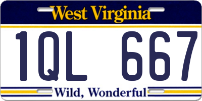 WV license plate 1QL667