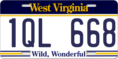 WV license plate 1QL668