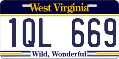 WV license plate 1QL669