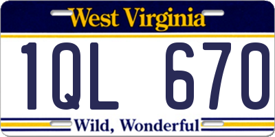 WV license plate 1QL670