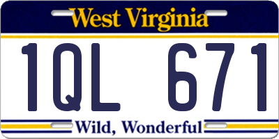 WV license plate 1QL671