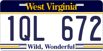 WV license plate 1QL672