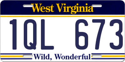 WV license plate 1QL673