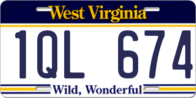 WV license plate 1QL674